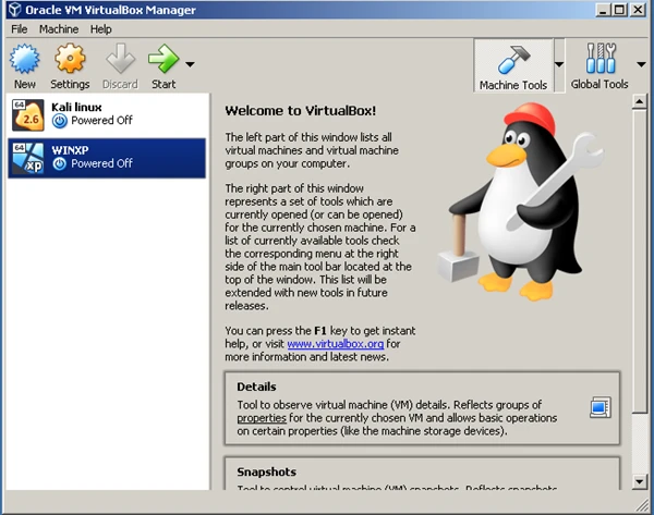 screenshot 1 Oracle VM VirtualBox