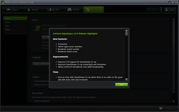screenshot 1 NVIDIA GeForce Experience