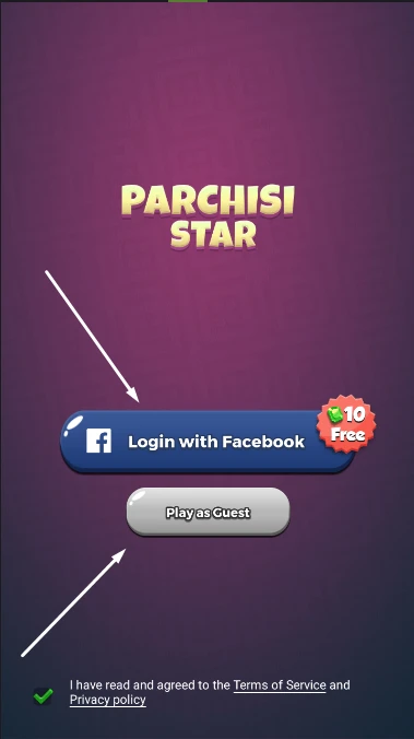 تسجيل الدخول إلى اللعبة :Parchisi STAR