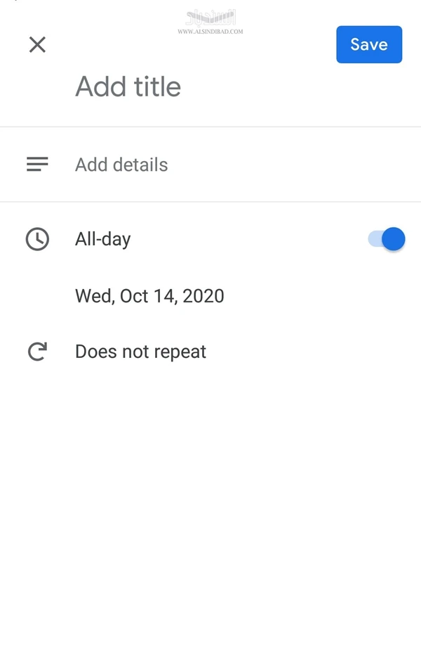إضافة مهمة  :Google Calendar