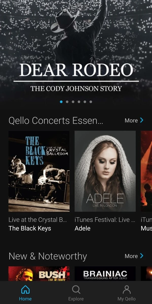 الواجهة الرئيسية :Qello Concerts