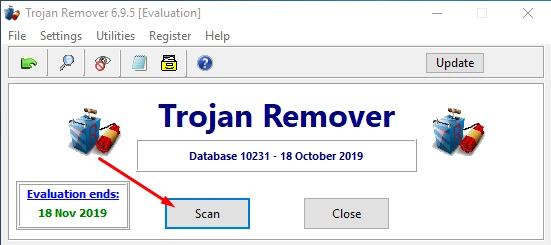 واجهة البرنامج Trojan Remover