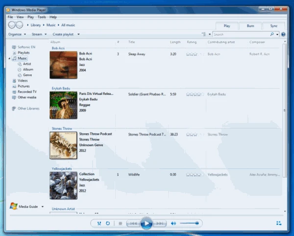 screenshot 1 ويندوز ميديا بلير Windows Media Player
