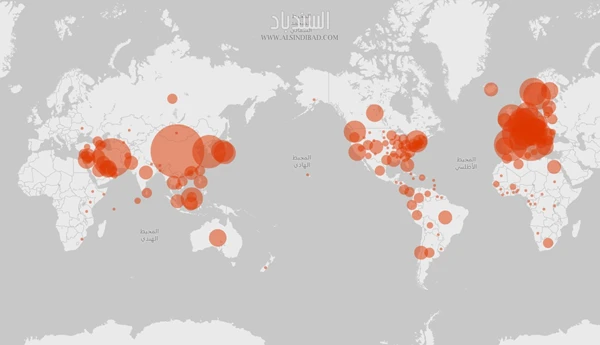 screenshot 1 خريطة بنق لإنتشار فيروس كورونا المستجد (كوفيد-19)
