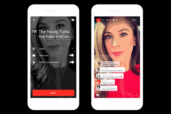 البث المباشر على اليوتوب من أجهزة الموبايل يصل الى بعض القنوات