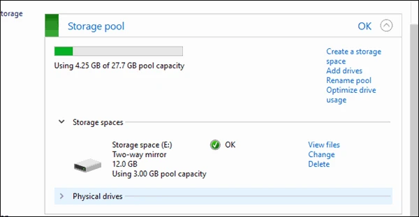 screenshot 7 كيف تستخدم ميزة storage spaces في ويندوز 10 لدمج الاقراص ومضاعفتها