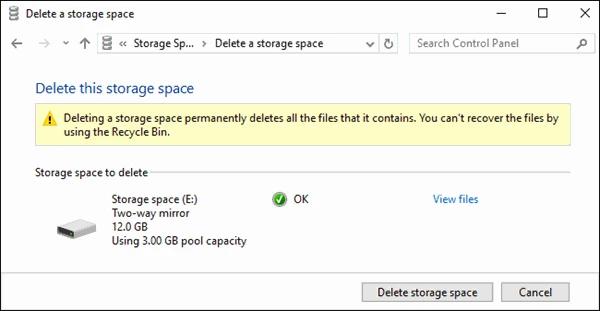 screenshot 10 كيف تستخدم ميزة storage spaces في ويندوز 10 لدمج الاقراص ومضاعفتها