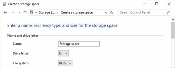 screenshot 3 كيف تستخدم ميزة storage spaces في ويندوز 10 لدمج الاقراص ومضاعفتها