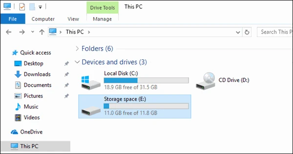 screenshot 5 كيف تستخدم ميزة storage spaces في ويندوز 10 لدمج الاقراص ومضاعفتها