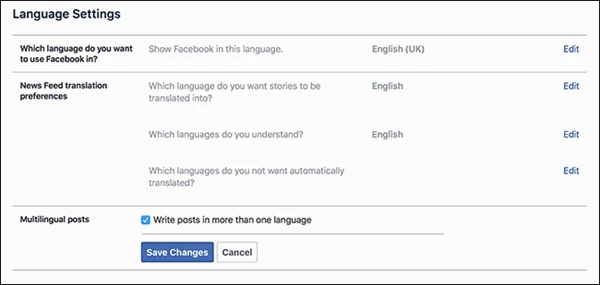 screenshot 4 كيفية النشر على الفيسبوك في لغات متعددة