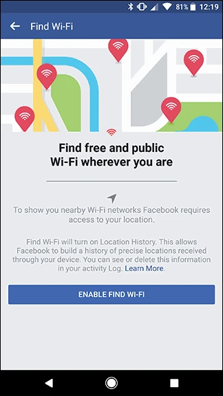 screenshot 3 كيفية العثور على شبكة WI-FI عامة بإستخدام تطبيق الفيسبوك على هاتفك