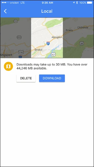 screenshot 4 كيفية تنزيل بيانات خرائط غوغل للملاحة بلا اتصال على أندرويد أو إيفون