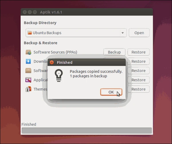 screenshot 10 كيفية القيام بالنسخ الاحتياطي واستعادته عن طريق برنامج Aptik في نظام Ubuntu