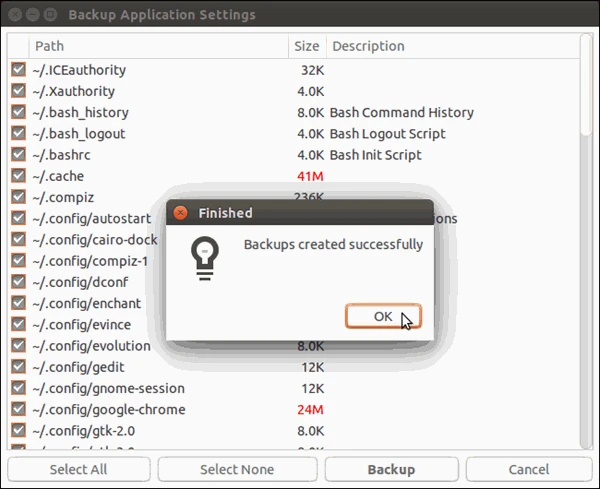 screenshot 12 كيفية القيام بالنسخ الاحتياطي واستعادته عن طريق برنامج Aptik في نظام Ubuntu