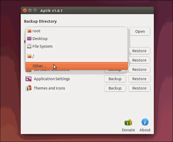 screenshot 7 كيفية القيام بالنسخ الاحتياطي واستعادته عن طريق برنامج Aptik في نظام Ubuntu