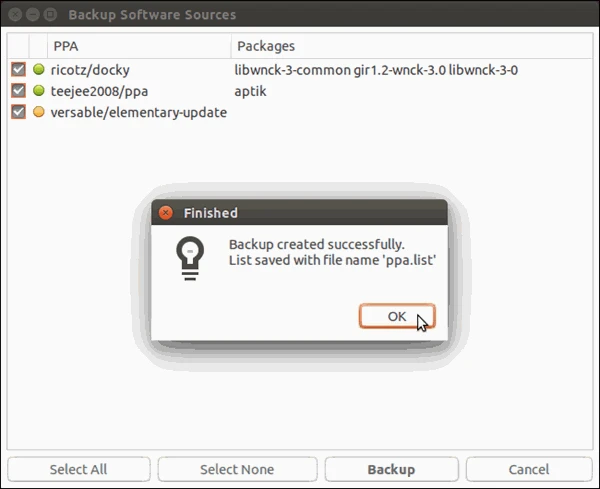 screenshot 9 كيفية القيام بالنسخ الاحتياطي واستعادته عن طريق برنامج Aptik في نظام Ubuntu