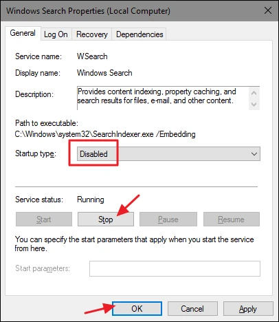 screenshot 6 كيفية تسريع , تعطيل , او إعادة بناء فهرسة البحث في نظام التشغيل Windows