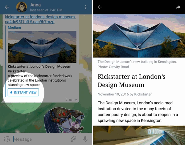 screenshot 1 تيليغرام يطلق تيليغراف لتتمكن من نشر مقالات بشكل سري