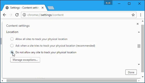 screenshot 2 ﻿كيفية ايقاف المواقع من السؤال الدائم عن تحديد موقعك