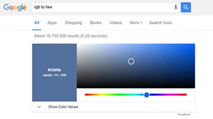 بحث غوغل قام بإضافة اداة جديدة للتحويل بين صيغ الألوان RGB HEX